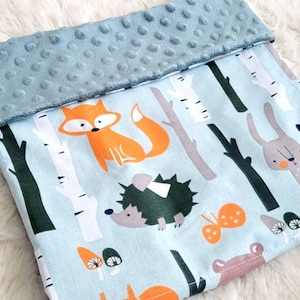 Name blanket baby blanket with name baptism children&#39;s blanket forest animals / old green