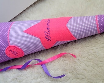 Schultüte Stoff mit Namen Einschulung rosa lila Stern