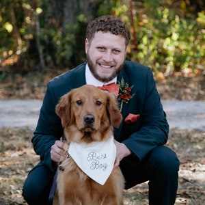 Best Boy or Best Girl Monogrammed Slide-On Wedding Bandana for Dogs or Cats