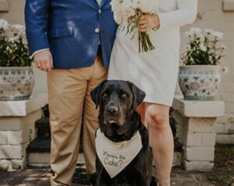 Monogrammed  Wedding Bandana for dogs or cats, slide on bandana, pet accessory, flower girl dog, ring bearer dog, dog of honor, best dog