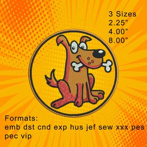 Happy Dog Embroidery Design in multiple sizes & formats