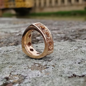 Engraved Tricuspid Ring, Gothic Inspired, Florence, Tuscany, Italy Decoration, Bronze, Custom Made.