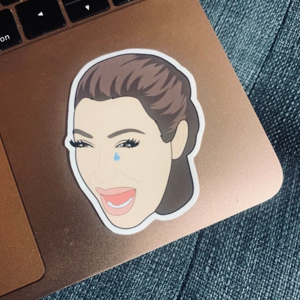 Kim Kardashian Crying Sticker, laptop decal, kardasian sticker, celebrity stickers,