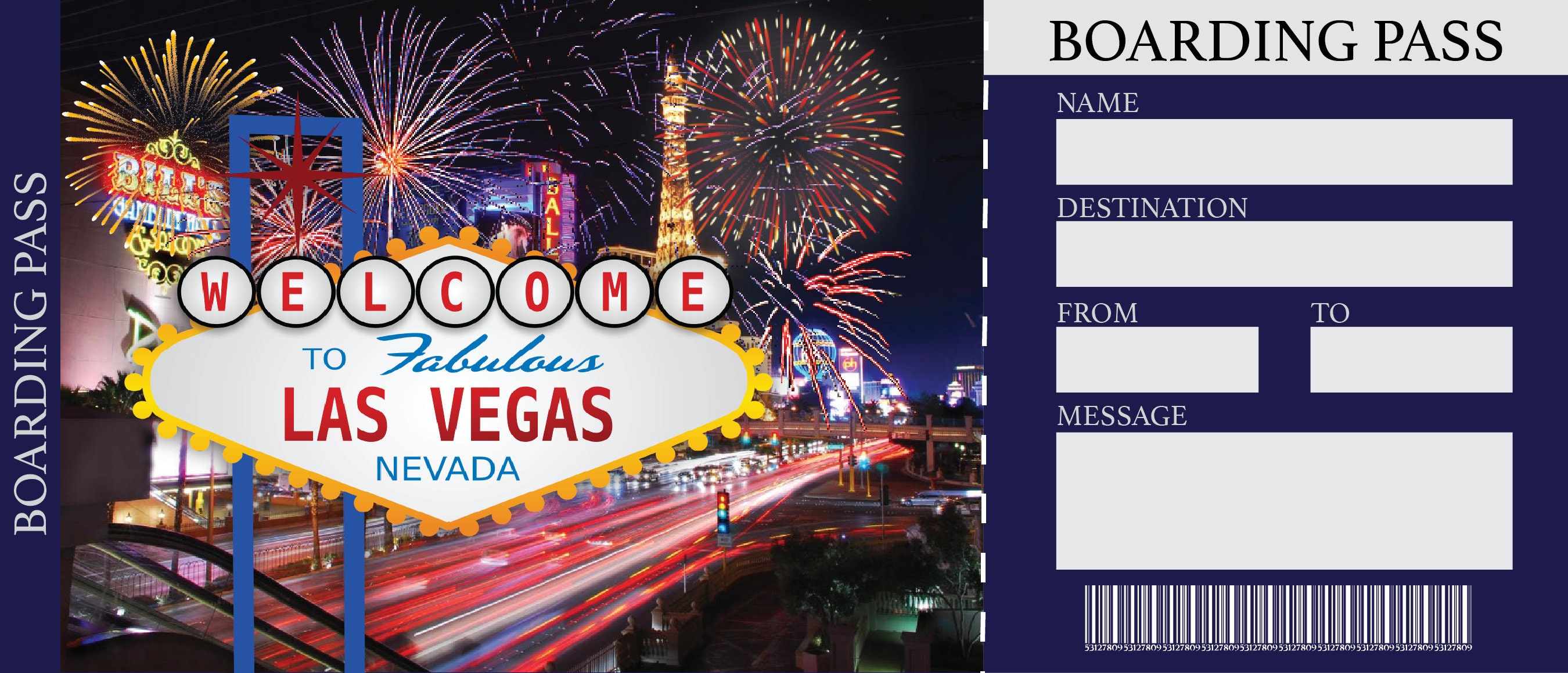 Las Vegas Boarding Pass Printable Instant Download Plane - Etsy