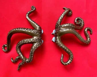 Solid Brass Octopus squid tentacle door handles