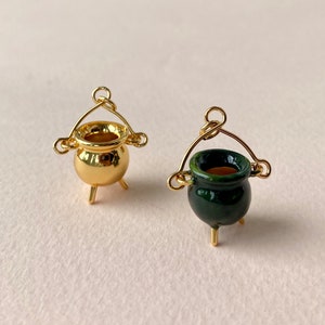 Cauldron Charm Pendant Gold or Enamel