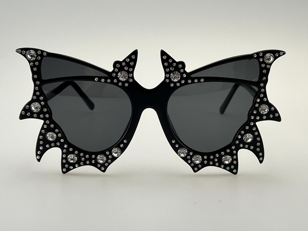 Bat Wing Sunglasses With Rhinestones - Etsy
