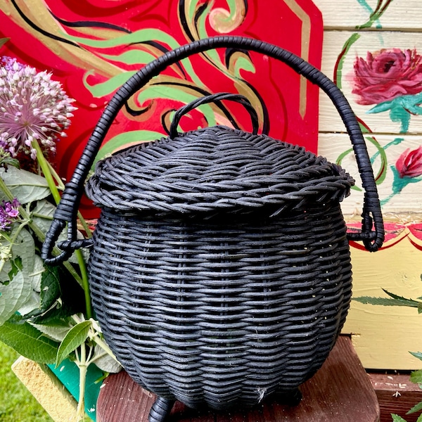 Black Wicker Basket Etsy