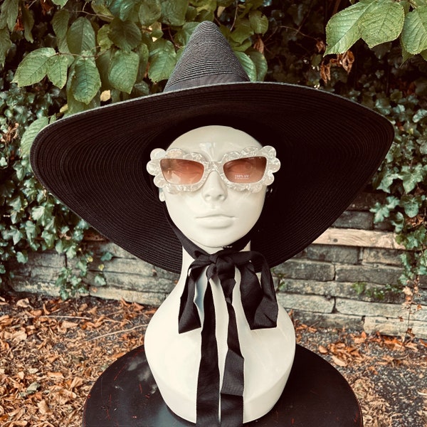 The New Straw Beach Witch Hat Brown Black