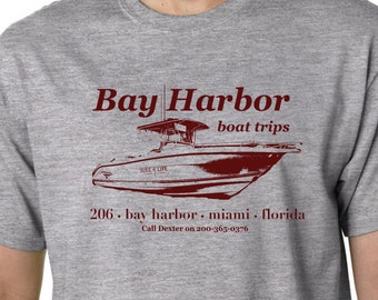 DEXTER - Bay Harbor Boat Trips Design - Best Seller - T-shirt - Hit TV Show Inspired - Hand Screen Printed