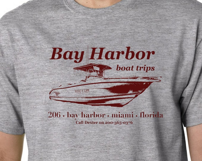 DEXTER - Bay Harbor Boat Trips Design - Best Seller - T-shirt - Hit TV Show Inspired - Hand Screen Printed