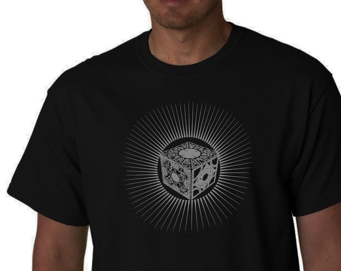 HELLRAISER - Inspired T Shirt - Puzzle Box Design - Horror Movie - Lemarchand Configuration - Screen Printed - Cult Classic - Small-XL