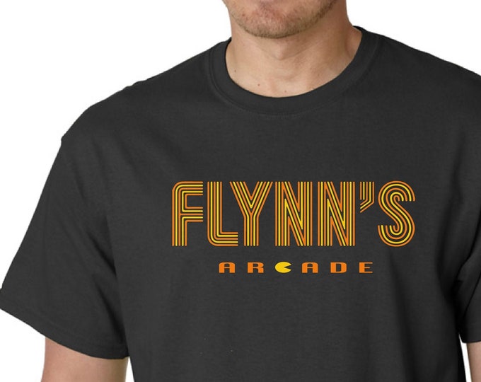 TRON - Flynn's Arcade Inspired - T-Shirt - Sci Fi - Ultimate Gaming Shirt - Screen Print - Classic Movie - Small/XXL