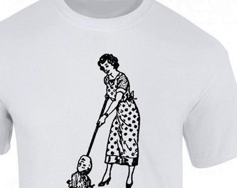 New!! Mop Head - Women's defence league T-shirt  - Vintage Design - Hand Screen Printed - Limited Edition - Organic Cotton Garment