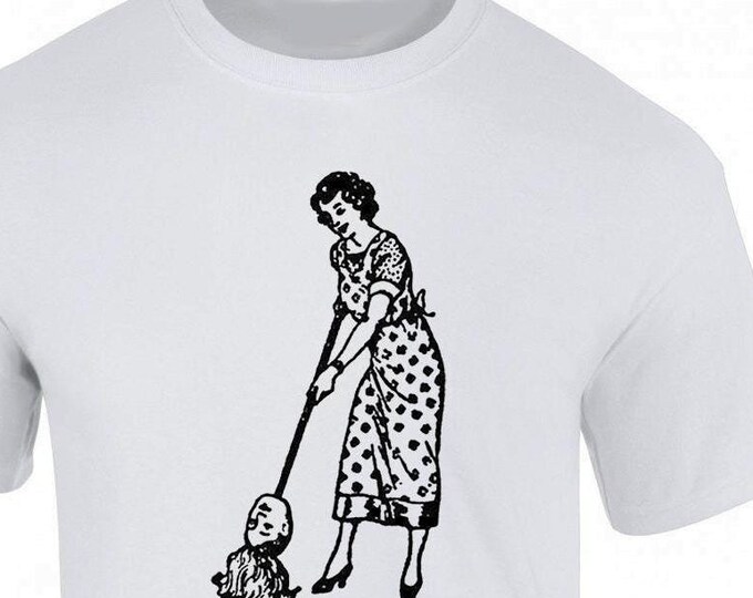 New!! Mop Head - Women's defence league T-shirt  - Vintage Design - Hand Screen Printed - Limited Edition - Organic Cotton Garment