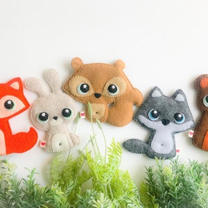 Hand-Stitched Wool Felt Woodland Animal Ornament: Fox, Wolf, Squirrel, Bear
