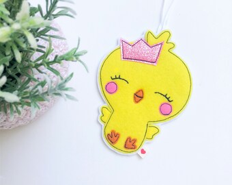 Chicken decor, chicken princess, baby girl nursery wall hanging, farm birds ornament, kids bedroom wall decor, baby shower decor