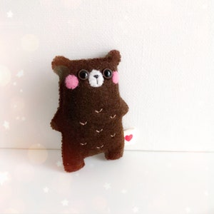 Brown teddy bear pocket hug, pocket pet, bear plushie, stuffed toy, woodland animals newborn photo prop first teddy handmade teddy cute gift image 3