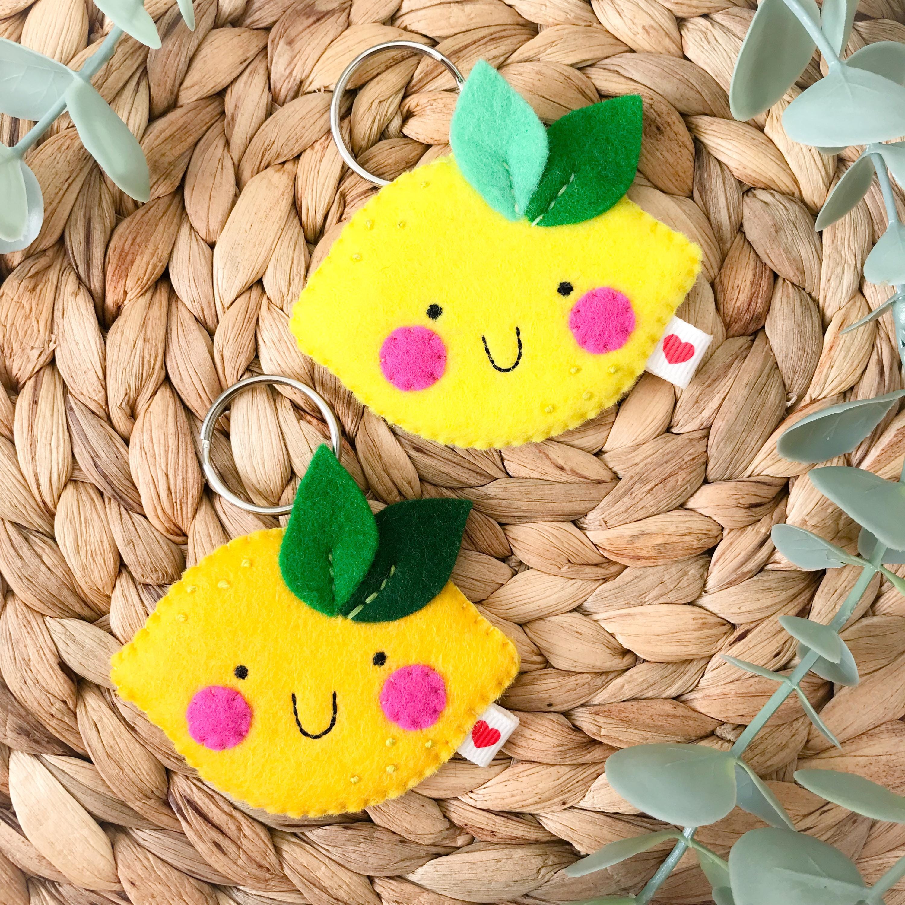 Lemon Keychain Lemon Gifts Felt Ornament Bag Charm, Kawaii Lemon
