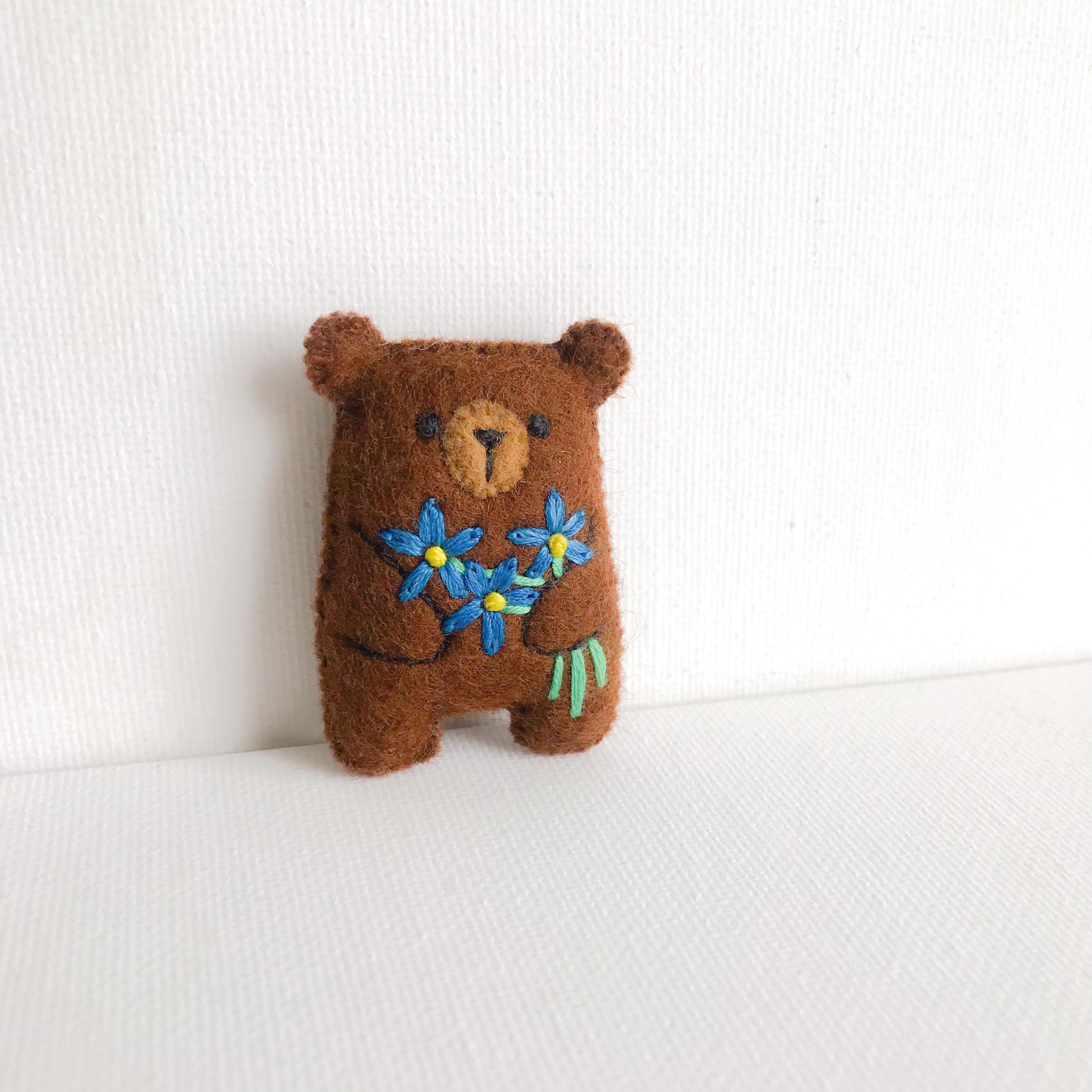 Brown Bear Plushie, Pocket Bear Hug, Worry Pet, Small Keepasake