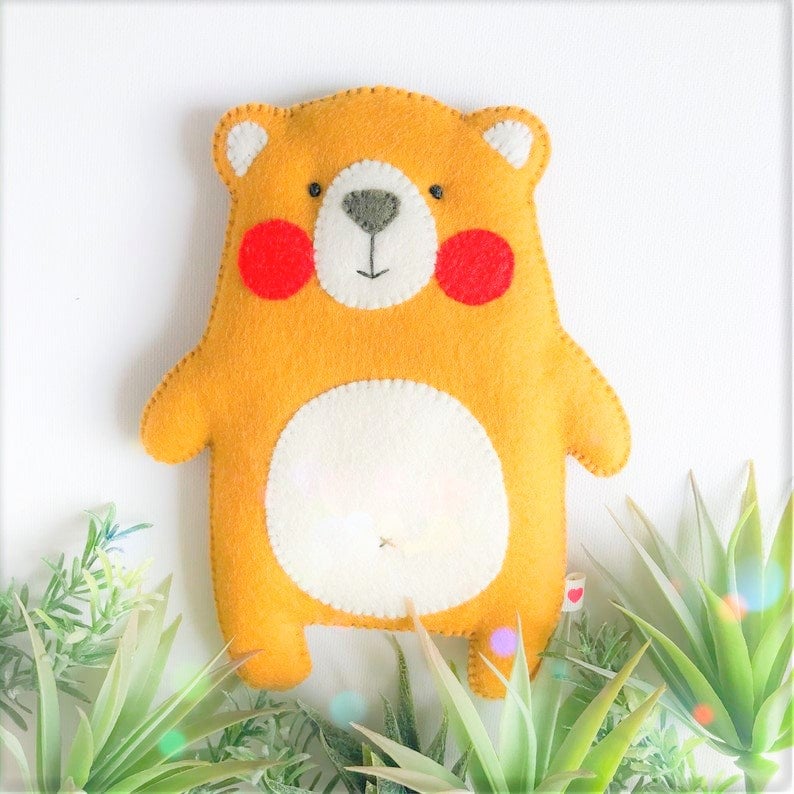 Felt teddy bear PDF template pattern felt animal ornament Etsy