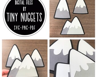 Snowy mountains SVG file, Digital download, file for Cricut, cartoon mountains simple cut file, paper crafts, scrapbooking, Silhouette file,