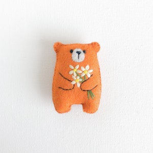 Miniature teddy bear, cute gift, Cheer up gift, wildflowers embroidered flowers bouquet floral pattern, pocket bear hug, stuffed animal image 3