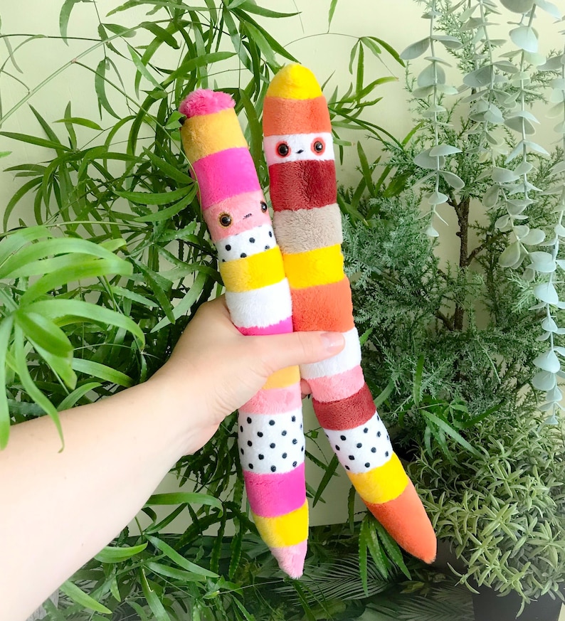 Handmade Gummy Worm Plushie, Soft Faux Fur, Emotional Support Toy - Etsy