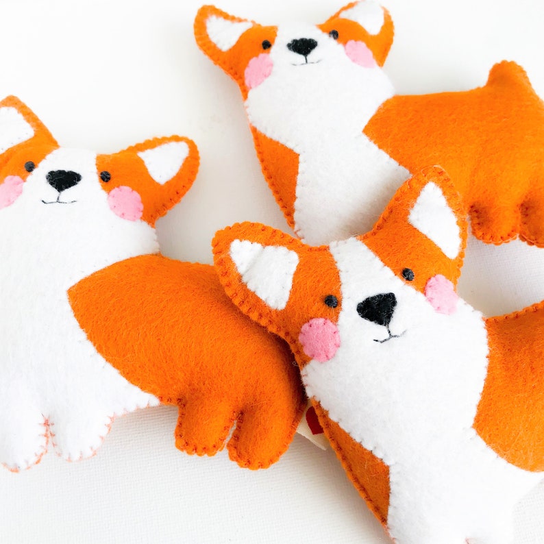 Felt corgi plush PDF template pattern dog ornament toy sewing pattern, kids crafts projects DIY sewing, stuffed animal, dog lover gift image 10