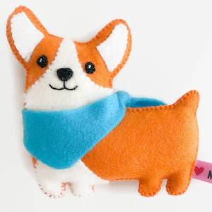 Felt corgi plush PDF template pattern dog ornament toy sewing pattern, kids crafts projects DIY sewing, stuffed animal, dog lover gift image 6