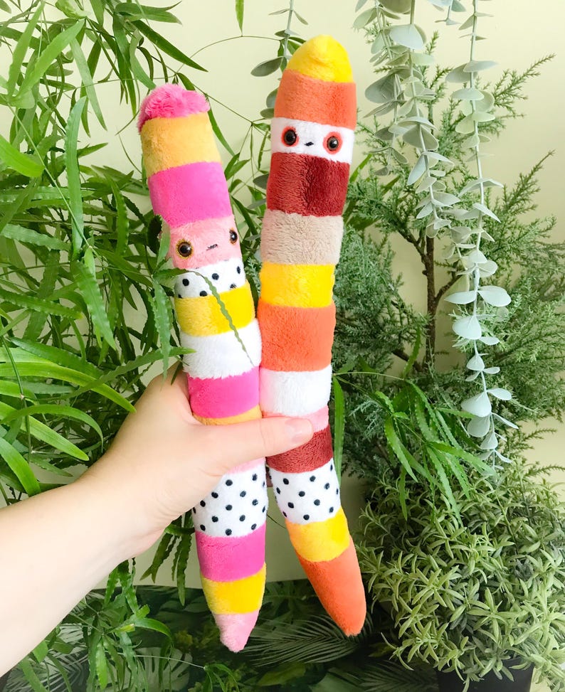 Handmade Gummy Worm Plushie, Soft Faux Fur, Emotional Support Toy - Etsy