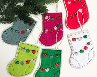 Mini stocking Christmas tree decors, hanging ornaments, set of 6 decorative Christmas stockings, holiday ornaments, classic Christmas decor