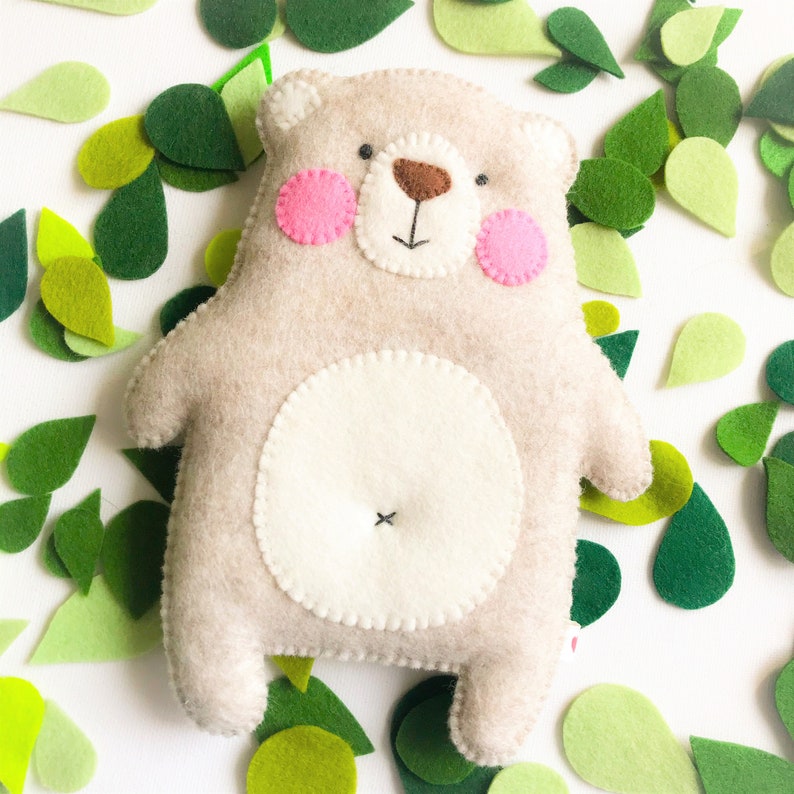 Felt teddy bear PDF template pattern felt animal ornament | Etsy