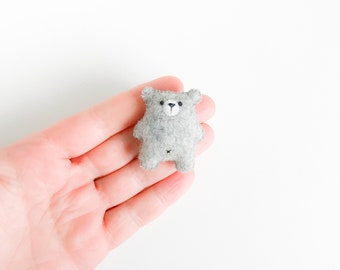 Miniature teddy bear, grey teddy bear pocket hug, mail gift, cute gift, kawaii plush doll house toy small bear woodland creatures