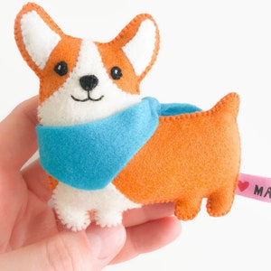 Felt corgi plush PDF template pattern dog ornament toy sewing pattern, kids crafts projects DIY sewing, stuffed animal, dog lover gift image 5