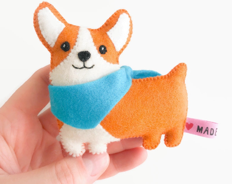 Felt corgi plush PDF template pattern dog ornament toy sewing pattern, kids crafts projects DIY sewing, stuffed animal, dog lover gift image 5