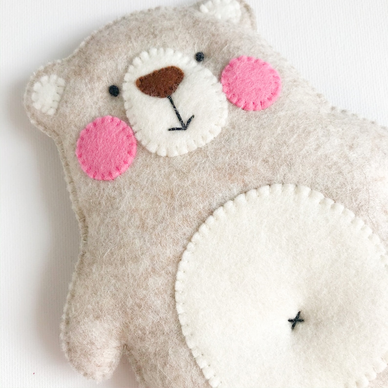Felt teddy bear PDF template pattern felt animal ornament | Etsy