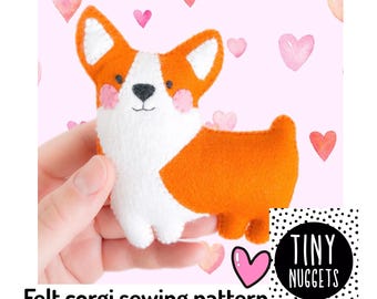 フェルト製コーギーぬいぐるみの縫製パターン：DIY犬用オーナメント