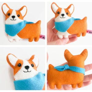 Felt corgi plush PDF template pattern dog ornament toy sewing pattern, kids crafts projects DIY sewing, stuffed animal, dog lover gift image 9