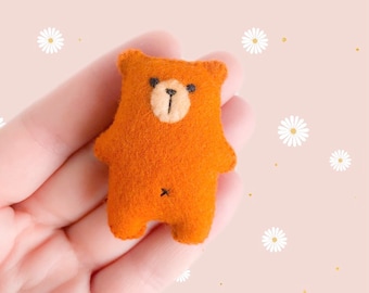 Miniature teddy bear, pocket friend, miniature animals, tiny teddy bear, small animals, woodland party, forest animals, felt ornament