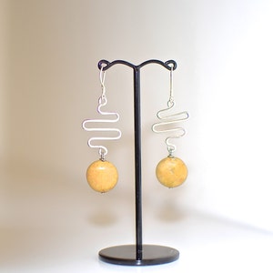 Handmade Jasper silver earrings, semi-precious stone jasper earrings