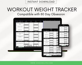 Excel Weight Tracker Excel - Kompatibel mit 80 Tagen Obsession