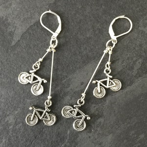 Silver Bicycle Dangle Earrings / Bicycle Earrings, Bicycle Jewelry, Mountain Bike Jewelry, Bike Earrings, Bicycle Gifts,  Bike Gift For Her