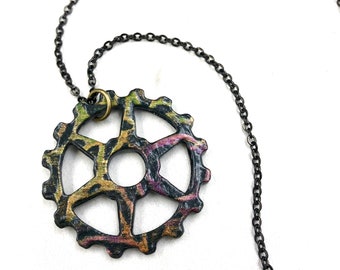 Multi-Color Chain Ring Bicycle Necklace| Bicycle Jewelry | Bike Necklace | Bike Jewelry | Bicycle Art | Bicycle Gifts | Bicycle Accessories