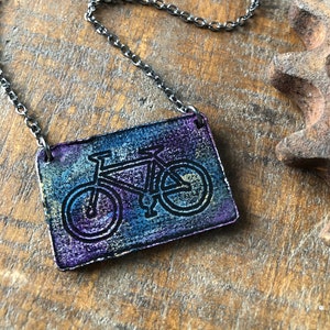 Hand Painted Mountain Bike Necklace | Bicycle Necklace | Bicycle Jewelry | Bike Jewelry | Bike Art | Cyclist Gift | Bicycle Gift |Biker Gift