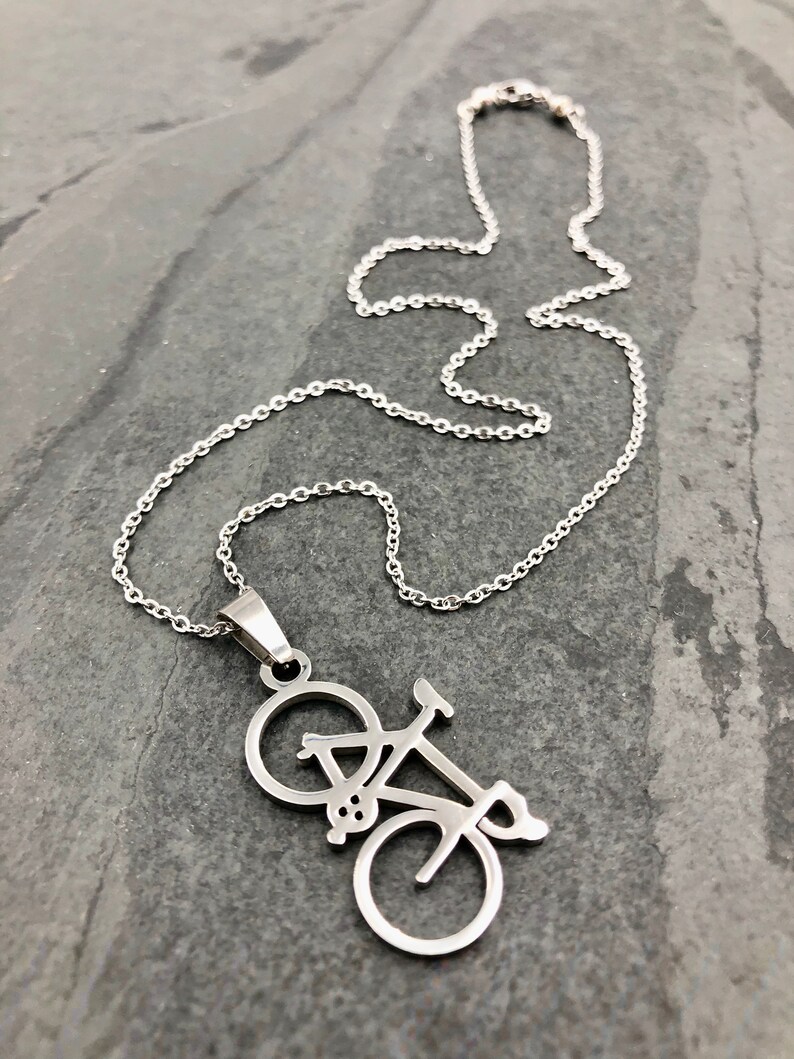 Shiny Silver Road Bike Necklace / Bicycle Necklace Bike Etsy