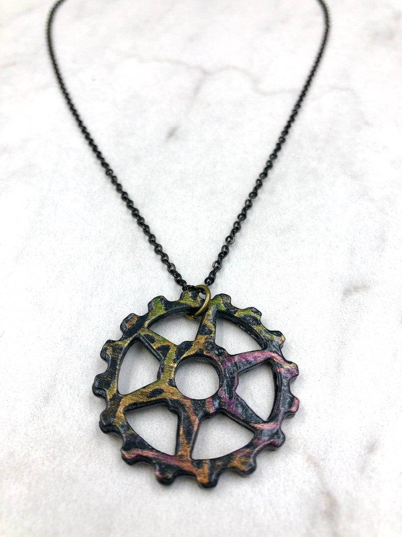 Bicycle Art Bicycle Gifts Multi-Color Chain Ring Bicycle Necklace| Bicycle Jewelry Bike Jewelry Bicycle Accessories Bike Necklace