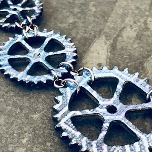 Blue Gears Bicycle Necklace / Bike Necklace Bicycle Jewelry Bike Jewelry Steampunk Mountain Bike Gift For Cyclist Industrial Jewelry Biker image 8