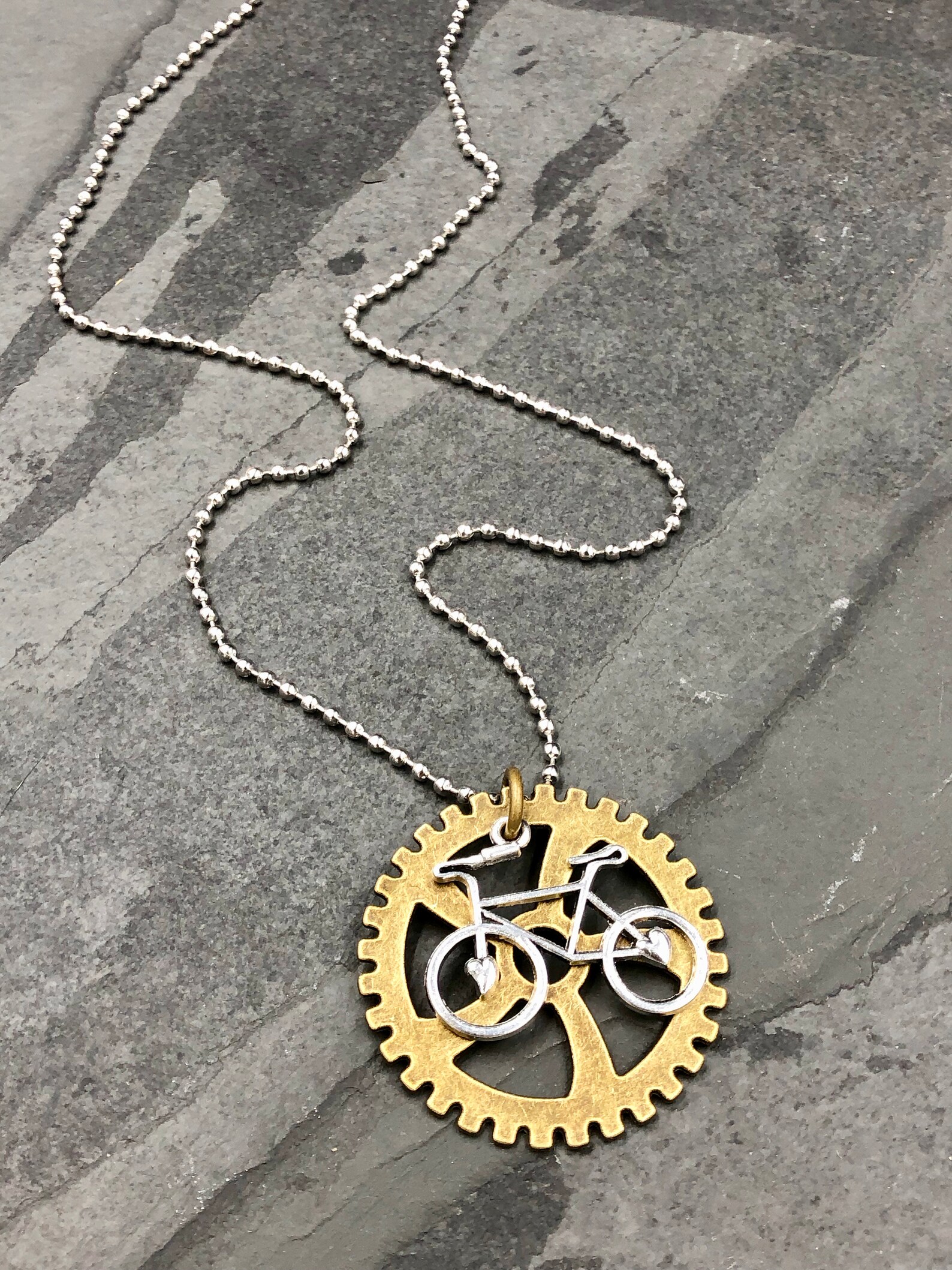 Big Gear Bike Necklace / Bike Necklace Bike Gift for Her Etsy