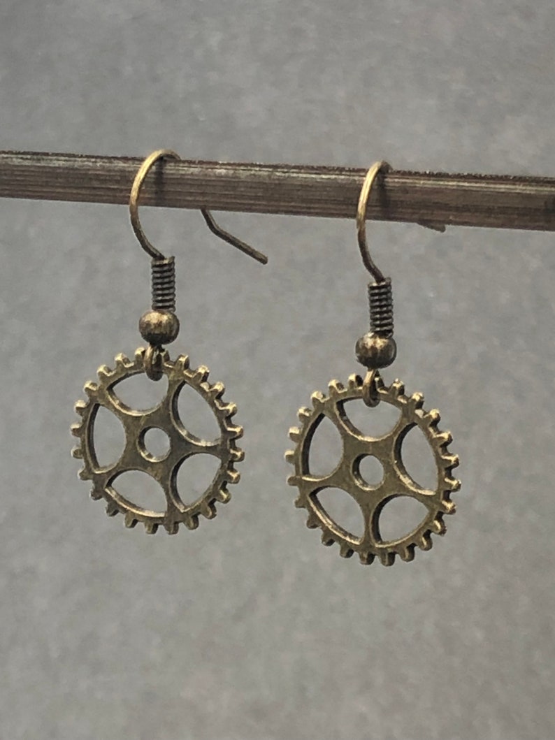 Small Steampunk Bike Gear Earrings Mountain Bike Jewelry Etsy